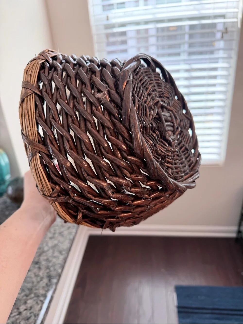 Rustic Brown Woven Handle Basket - Home Accents